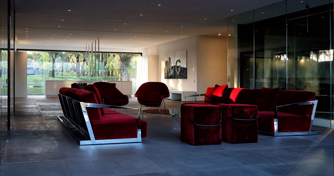 Red Toned Modern Living Room